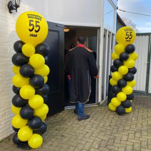 Ballonpilaar zwart/geel met eigen bedrukking