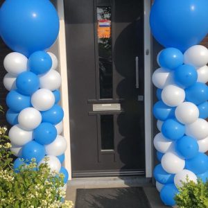 Ballon pilaar blauw/wit